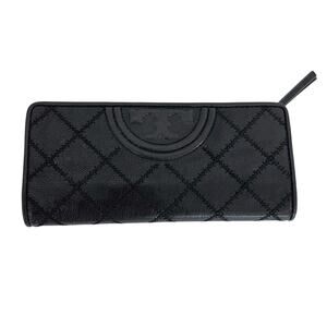 Tory Burch Fleming Slim Wallet Quilted Soft Leather Black
